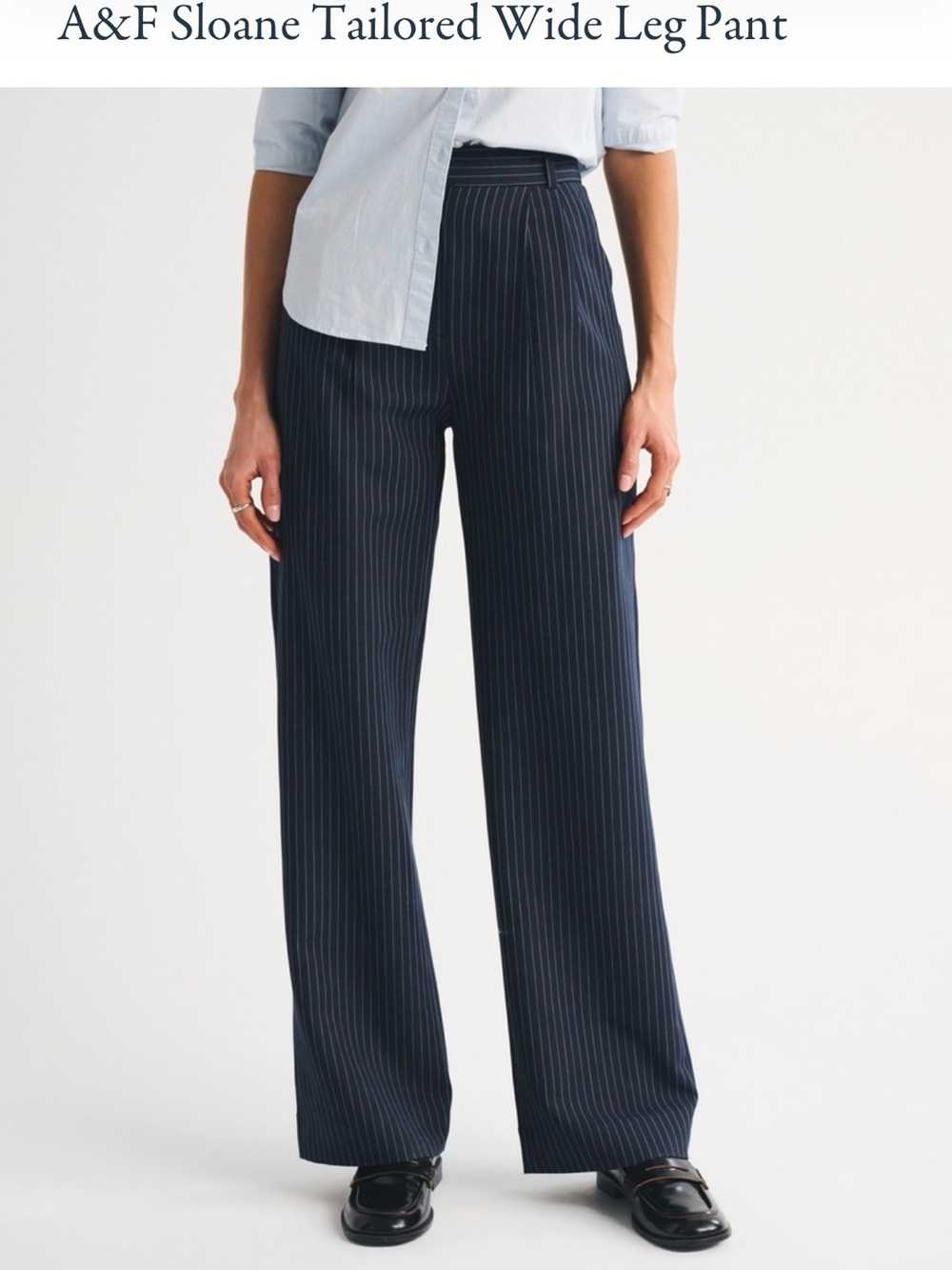 Abercrombie & Fitch Black Pinstripe Sloan Tailored High Rise Curve Love Trousers